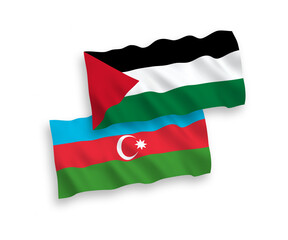 Flags of Azerbaijan and Palestine on a white background