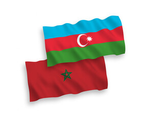 Flags of Azerbaijan and Morocco on a white background