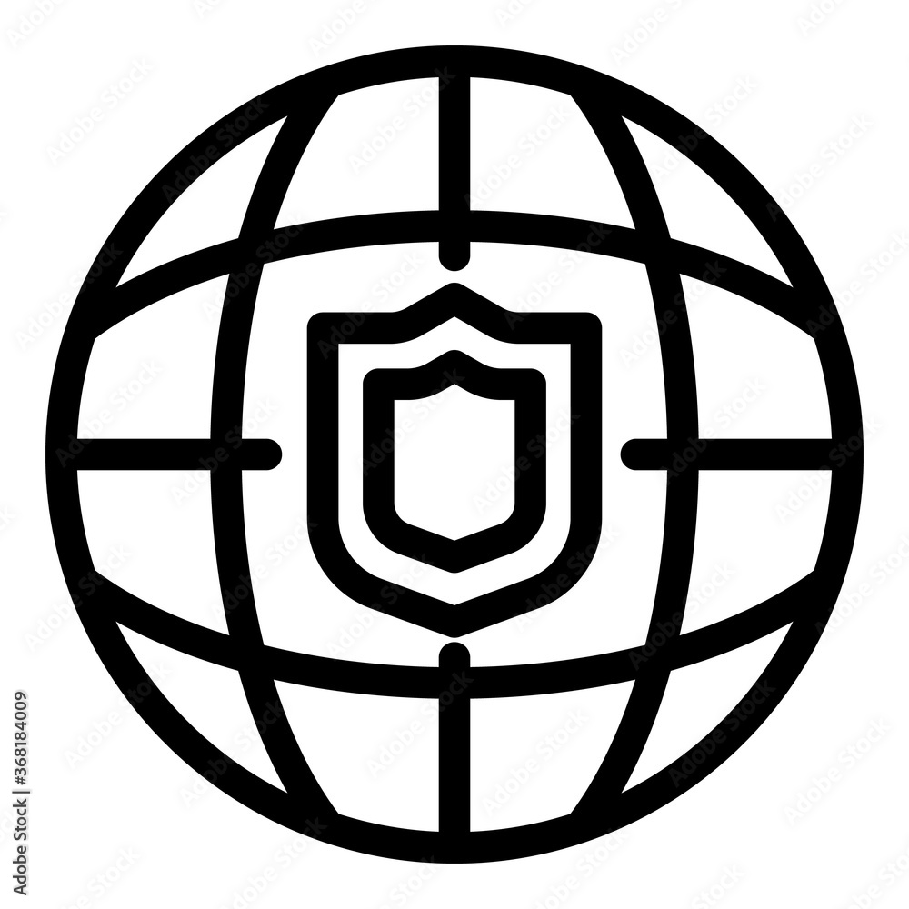 Poster global secured personal information icon. outline global secured personal information vector icon fo