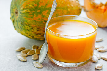 Orange pumpkin jelly in glass