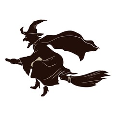 witch flying on broomstick
