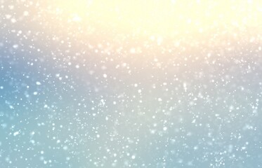 Light winter wonderful outdoor illustration. Snow blur pattern on blue yellow pastel iridescent gradient background. 