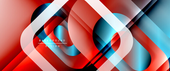 Vector geometric abstract background with lines and modern forms. Fluid gradient with abstract round shapes and shadow and light effects