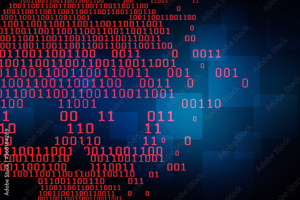 Poster 2d illustration abstract digital binary data on computer screen