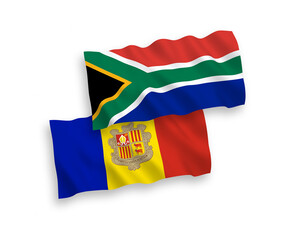 Flags of Andorra and Republic of South Africa on a white background