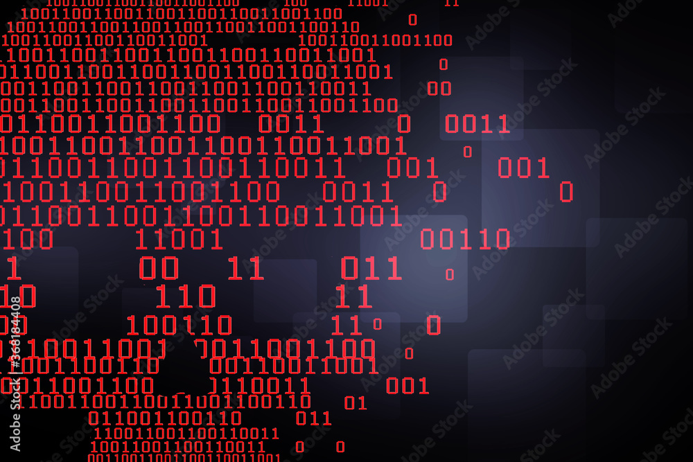 Poster 2d illustration abstract digital binary data on computer screen