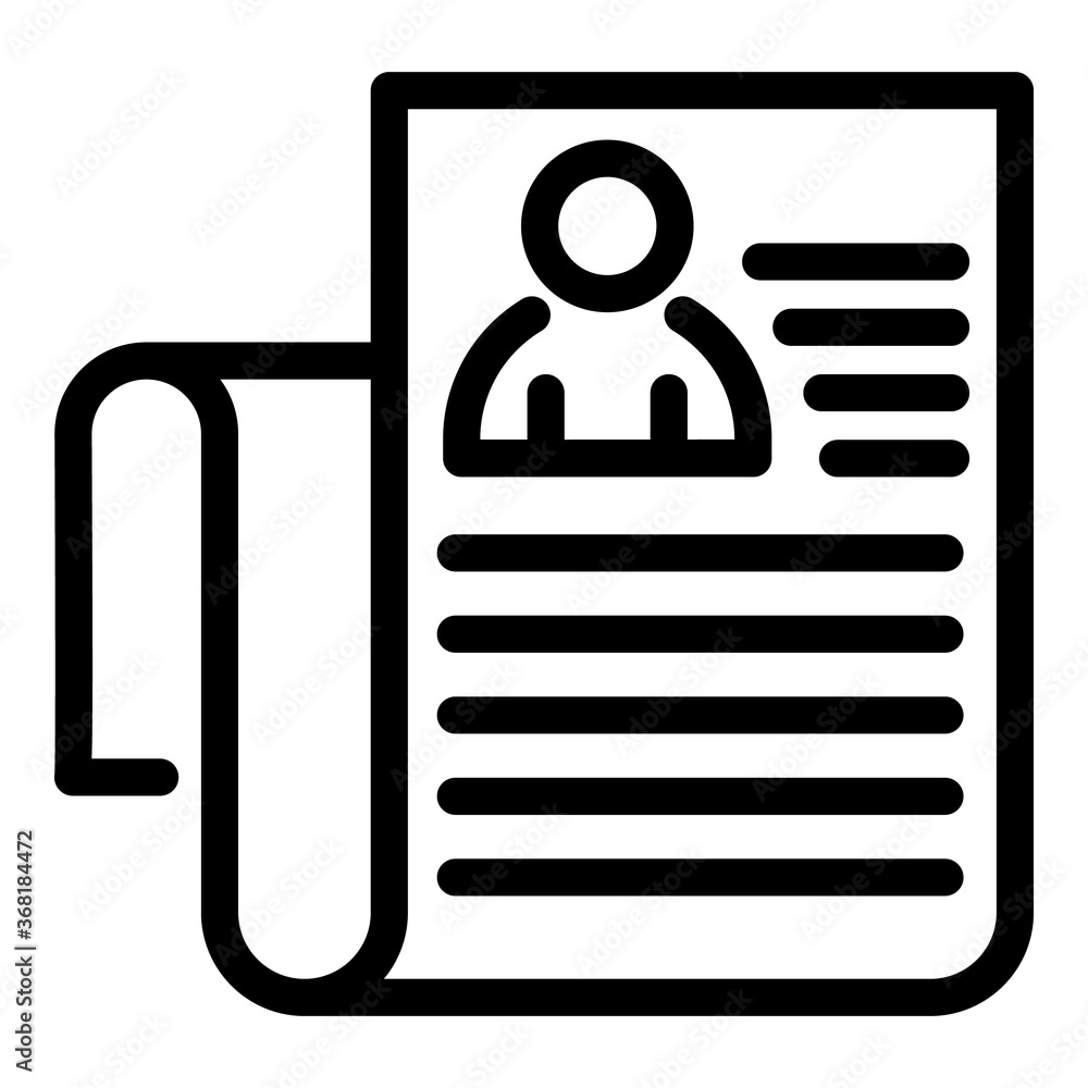 Poster personal data sheet icon. outline personal data sheet vector icon for web design isolated on white b