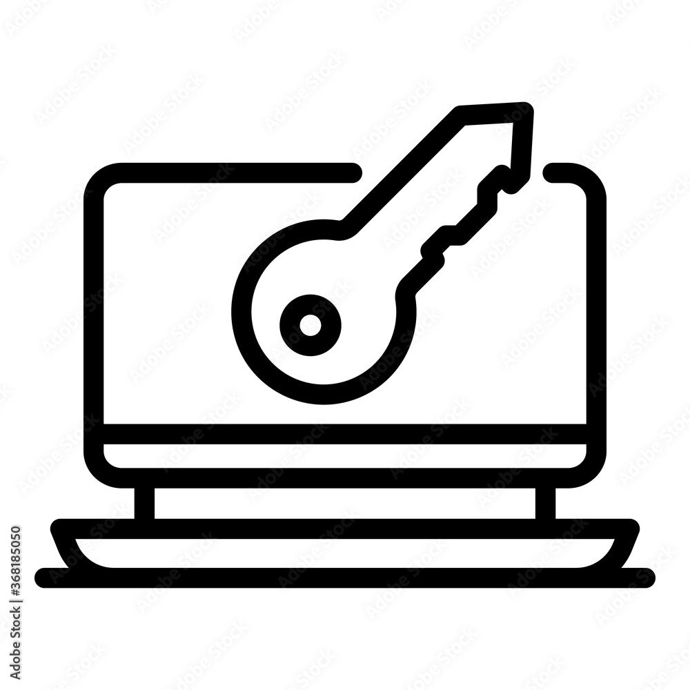 Poster laptop secured authentication icon. outline laptop secured authentication vector icon for web design