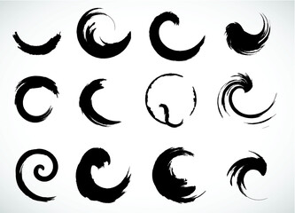 Fototapeta premium Spiral Brush Stroke Elements . Swirls . Set of Round Shapes . vector