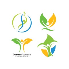 Fototapeta na wymiar Healthy Life people leaf Logo vector icon concept