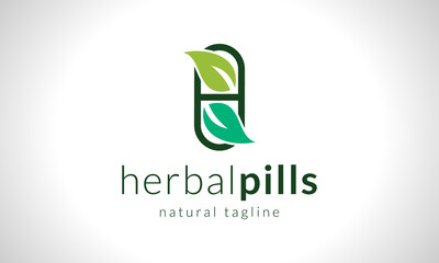 Herbal Pills Natural Drug Logo Design, medicine logo, medical food logo, herbal logo.
