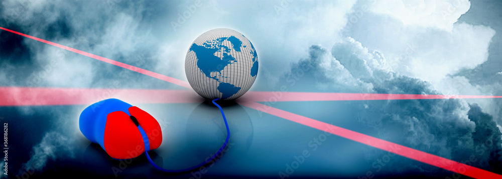 Poster 3d rendering globe with mouse