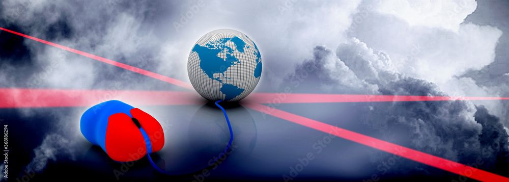 Poster 3d rendering globe with mouse
