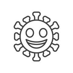 Grinning face emoji line icon. linear style sign for mobile concept and web design. Happy coronavirus emoticon outline vector icon. Symbol, logo illustration. Vector graphics