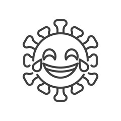 Face with tears of joy line icon. linear style sign for mobile concept and web design. Laughing coronavirus emoticon outline vector icon. Symbol, logo illustration. Vector graphics