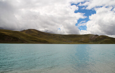 View of Yamdrok Lake in a sunny day, Tibet, China