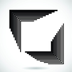 Rectangle Logo with lines.Square unusual icon Design .frame with Vector stripes .