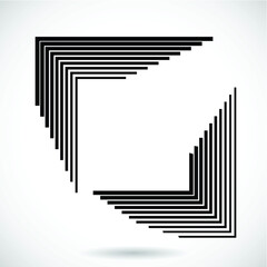 Rectangle Logo with lines.Square unusual icon Design .frame with Vector stripes .