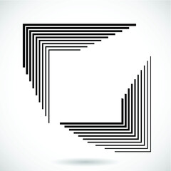 Rectangle Logo with lines.Square unusual icon Design .frame with Vector stripes .