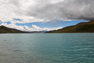 View of Yamdrok Lake in a sunny day, Tibet, China
