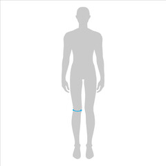 Men to do knee measurement fashion Illustration for size chart. 7.5 head size boy for site or online shop. Human body infographic template for clothes. 
