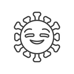 Virus Smiling Face emoji line icon. linear style sign for mobile concept and web design. Coronavirus emoticon smile outline vector icon. Symbol, logo illustration. Vector graphics