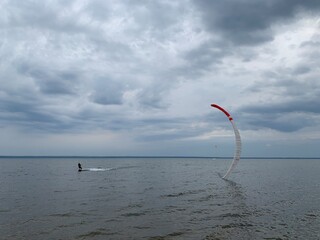 kite surfing on the beach