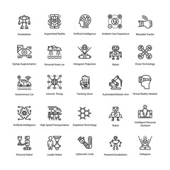 Artificial Intelligence Line Vector Icons Set