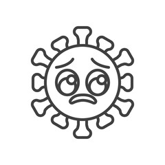 Virus Pleading Face line icon. linear style sign for mobile concept and web design. Unhappy coronavirus emoticon outline vector icon. Symbol, logo illustration. Vector graphics