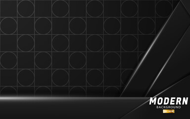 modern dark vector background banner design with grey line.Overlap layers with paper effect.Realistic light effect on geometric textured background.vector illustration.