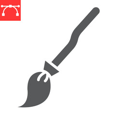 Witch broom glyph icon, halloween and scary, broom sign vector graphics, editable stroke solid icon, eps 10.