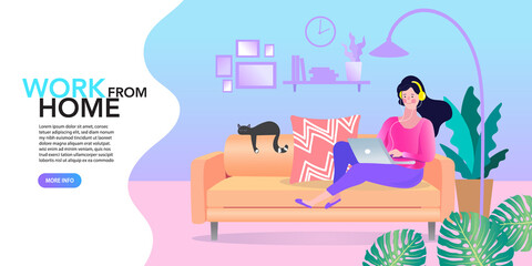 family smiling and staying together. Stay home, Stay safe concept. Save lives vector design sign concept. Stop Covid-19 Coronavirus. Trendy flat vector illustration.