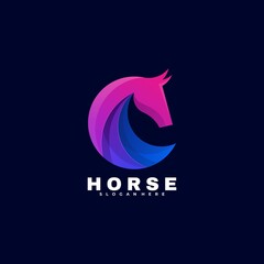Vector Logo Illustration Horse Gradient Colorful Style.