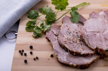 From a large piece of fried meat cut into thin slices.