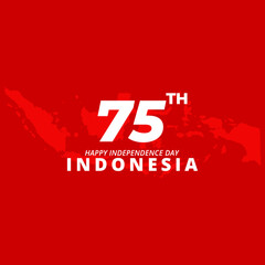 75th Happy Independence Day Indonesia Vector Banner. Indonesia Map Background Illustration Poster
