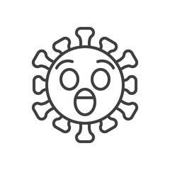 Virus Astonished Face line icon. linear style sign for mobile concept and web design. Surprised coronavirus emoticon outline vector icon. Symbol, logo illustration. Vector graphics