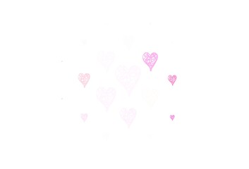 Light Pink vector pattern with colorful hearts.