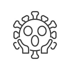 Virus Face Screaming in Fear line icon. linear style sign for mobile concept and web design. Confused coronavirus emoticon outline vector icon. Symbol, logo illustration. Vector graphics