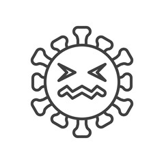 Confounded virus face line icon. linear style sign for mobile concept and web design. Annoyed coronavirus emoticon outline vector icon. Symbol, logo illustration. Vector graphics