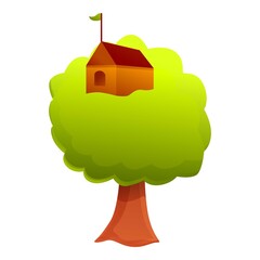 Tree house icon. Cartoon of tree house vector icon for web design isolated on white background