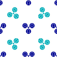 Blue Project team base icon isolated seamless pattern on white background. Business analysis and planning, consulting, team work, project management. Vector.