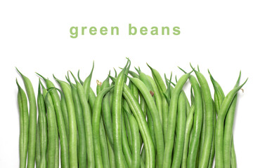 Green beans isolated on a white background. copy space