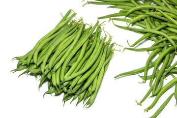Green beans isolated on a white background.