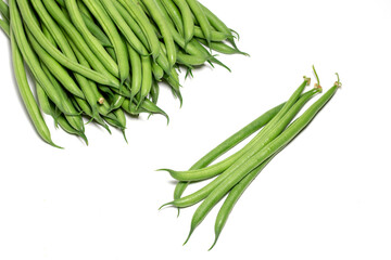 Green beans isolated on a white background.