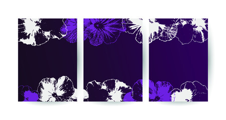 set of vector cards with flowers