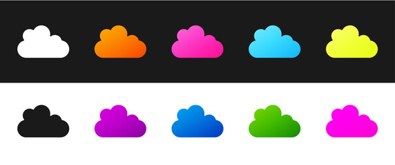 Set Cloud icon isolated on black and white background. Vector.