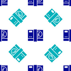 Blue Pound sterling money icon isolated seamless pattern on white background. Pound GBP currency symbol. Vector.