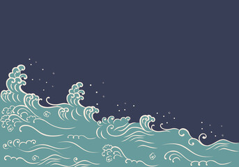 Fototapeta premium Japanese style wave and copyspace.