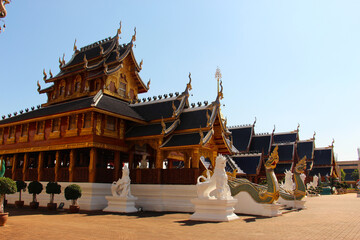 Temple in the north of Thailand. The place that represents a culture combing fairy-tale animals and...