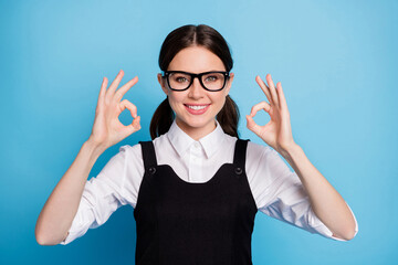 Close-up portrait of her she nice attractive pretty smart clever knowledgeable cheerful cheery...